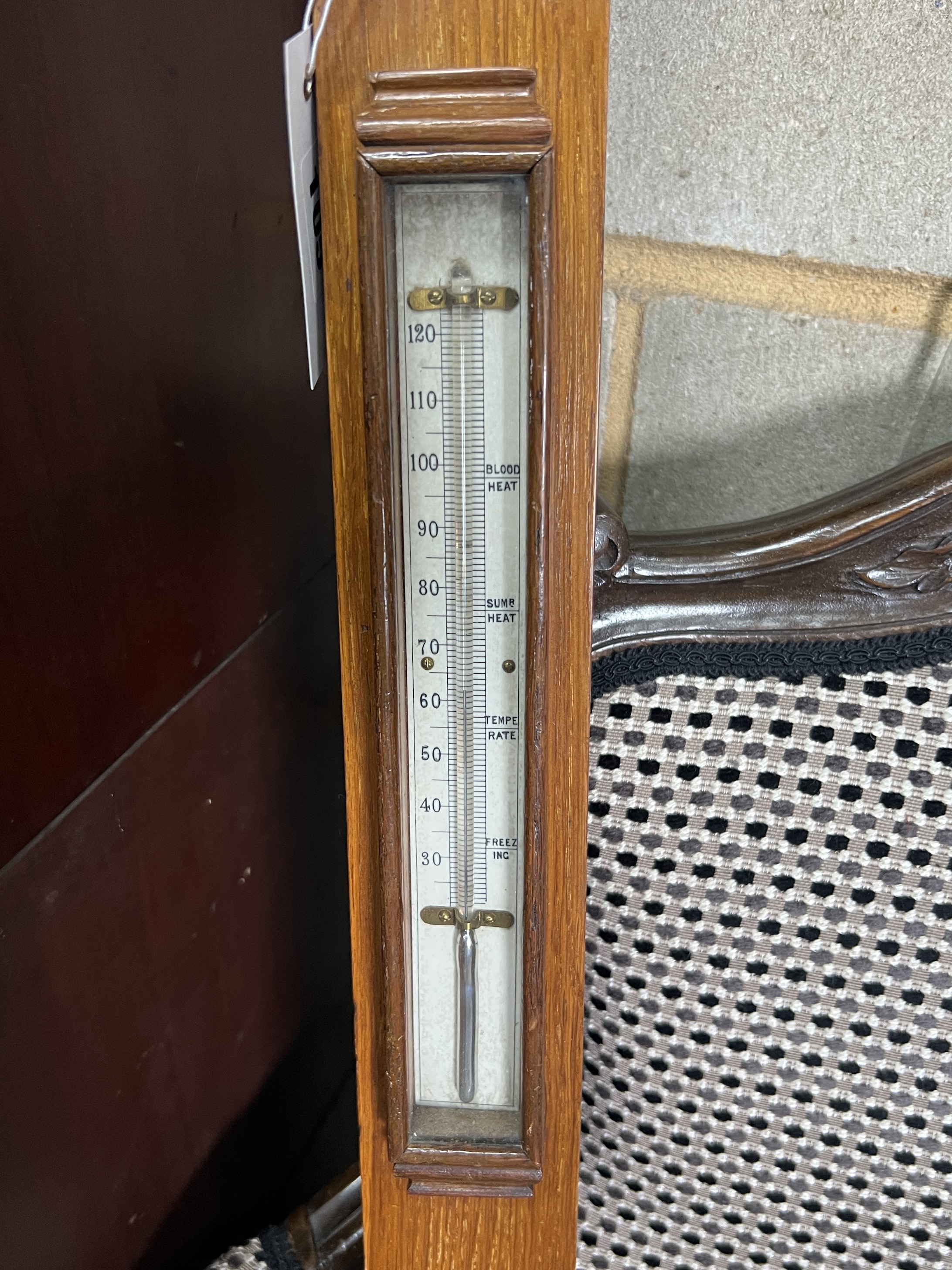 A Victorian oak stick barometer and thermometer, marked Davis & Son, Derby, height 93cm